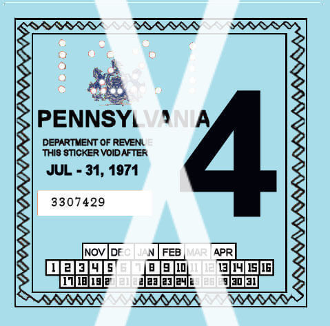 (image for) 1971-4 Pennsylvania Inspection Sticker